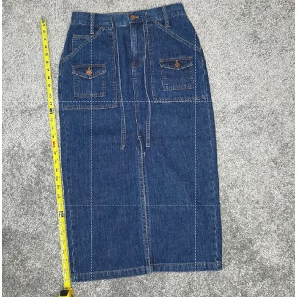 Madewell Jean Skirt Size 26 100% Cotton Drawstring Pockets Front Slit